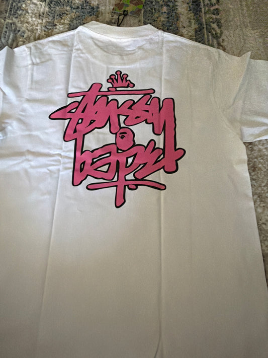White n pink Bape tee
