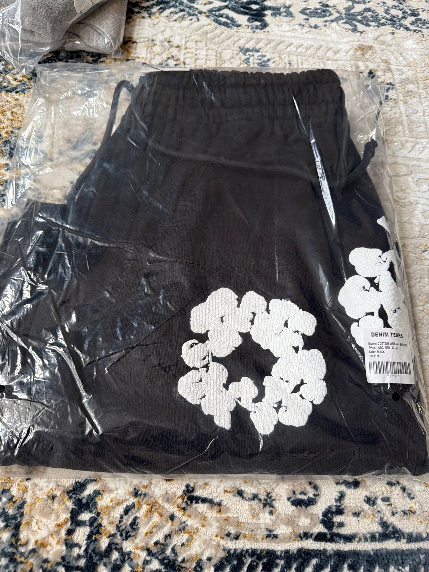 Black n white denim shorts