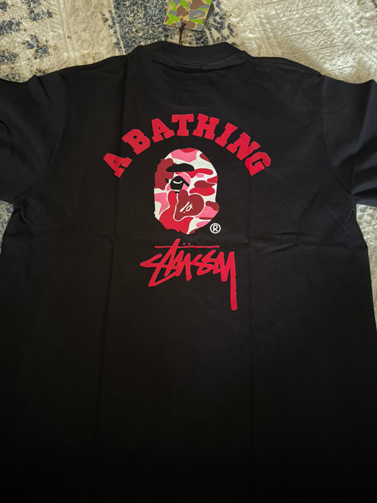 Black n pink Bape tee