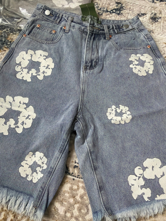 Blue denim jorts