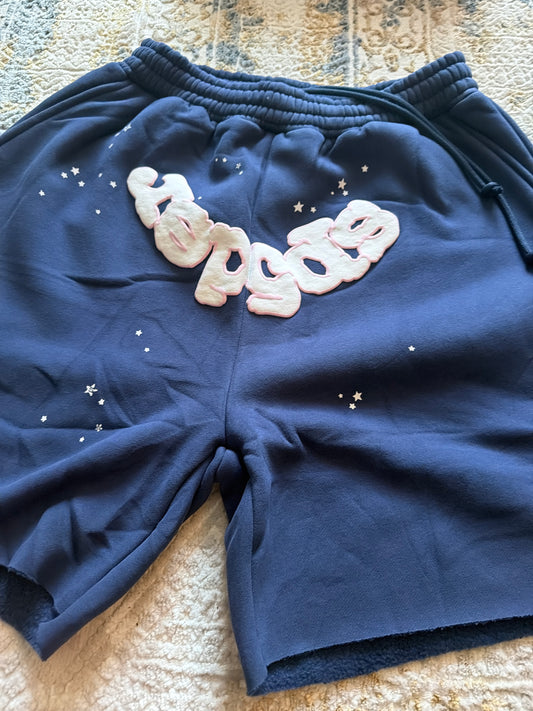 Navy blue sp5der shorts