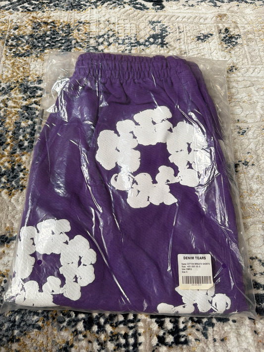 Purple denim shorts