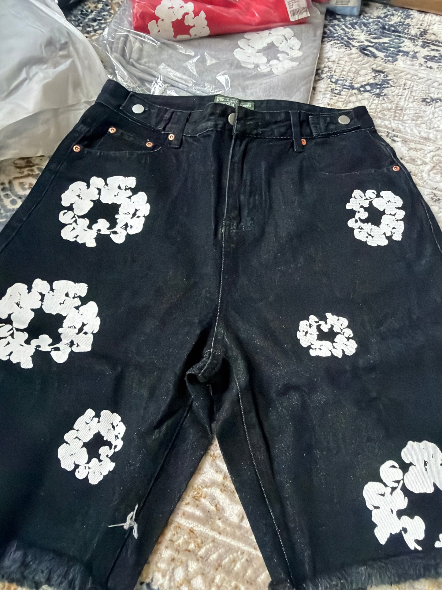 Black denim jorts