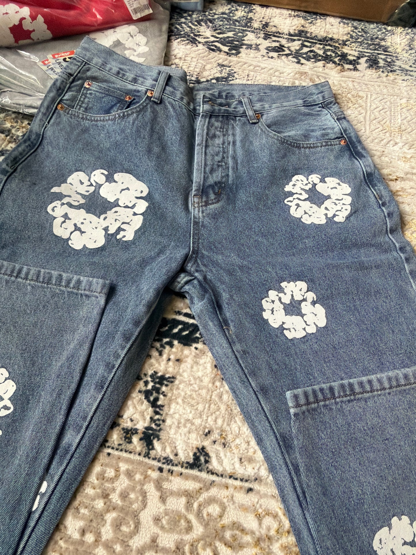 Blue denim jeans
