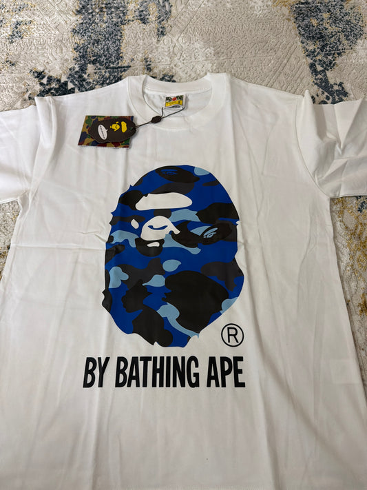 White on blue Bape tee