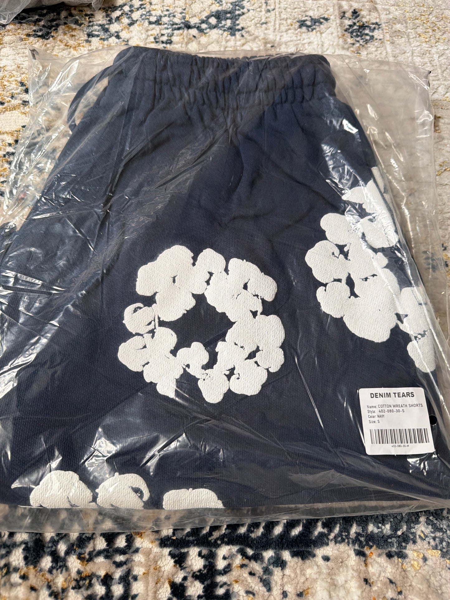 Navy blue denim shorts
