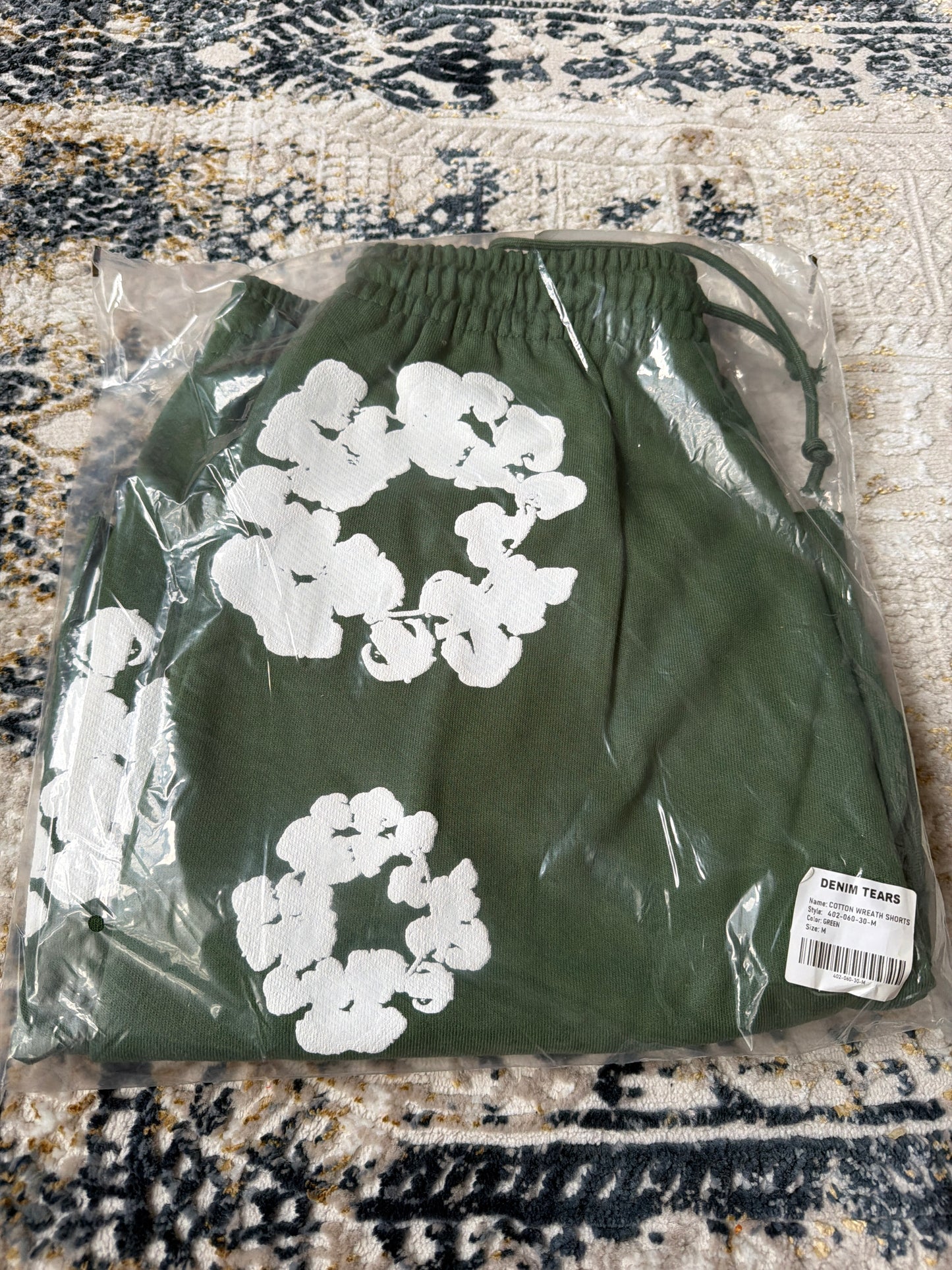 Green denim shorts