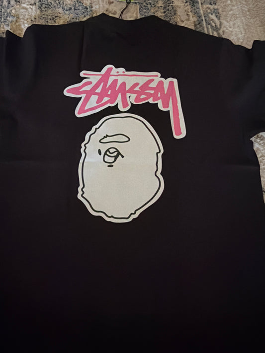 Black n pink Bape tee