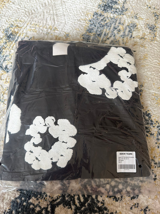 Black on white denim hoodie