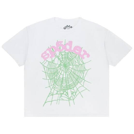 White/green sp5der tee